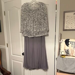 Alex Evenings Gray Maxi Skirt with Floral Top